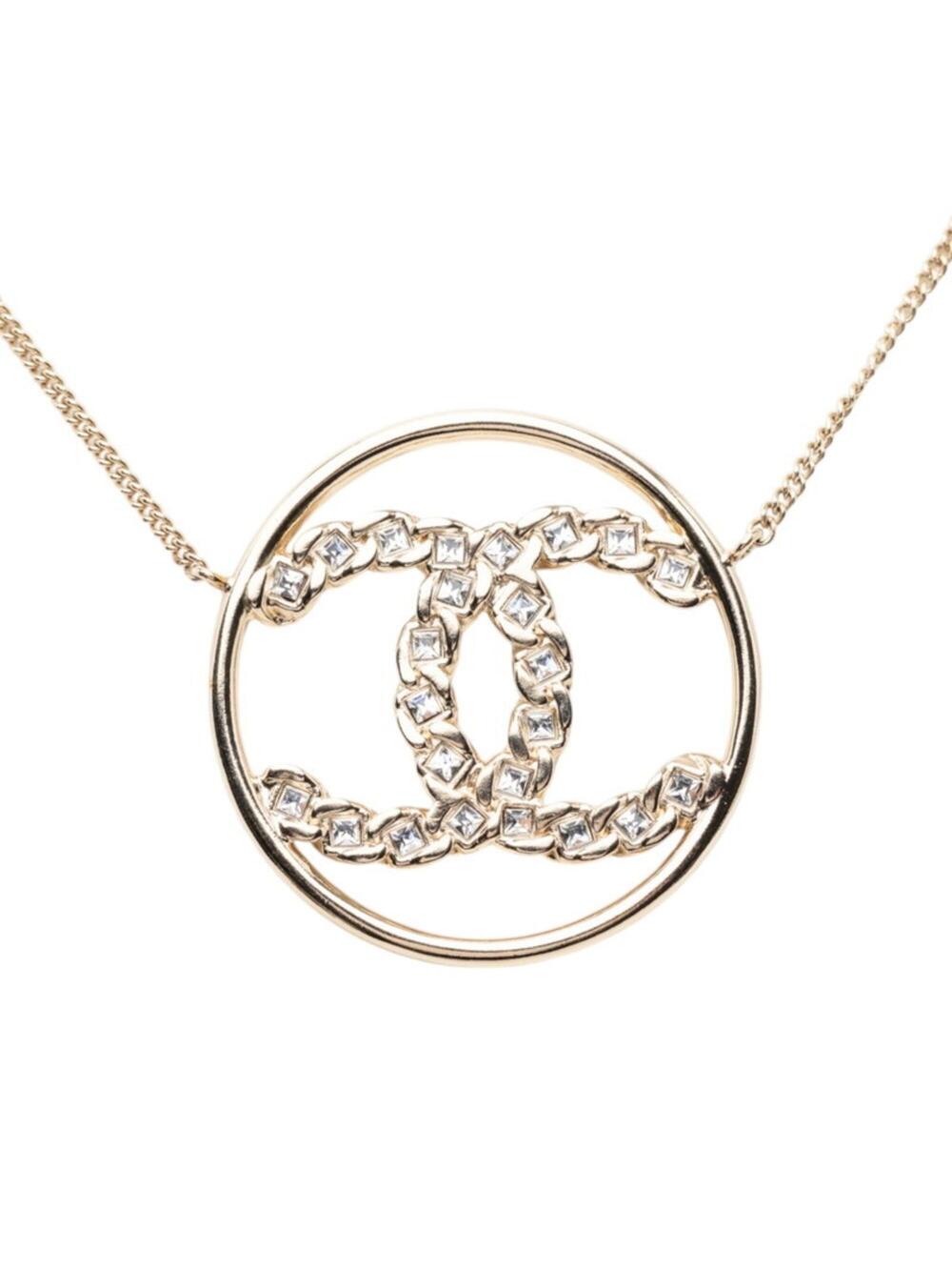 Chanel Cc Logo Round Pendant Necklace #276340C11B